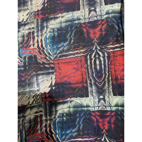 Visconti Black Shirt Mens Medium Flip Cuff Paisley Watercolor Art Collared (J24) - Picture 6 of 9